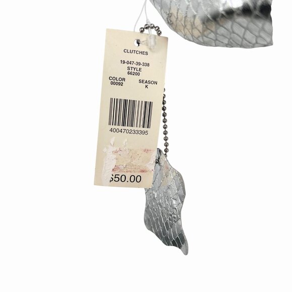 NWT METALLIC SILVER SNAKE EMBOSSED LEATHER CLUTCH PURSE W/ MULTI CHAIN STRAP - Picture 4 of 7